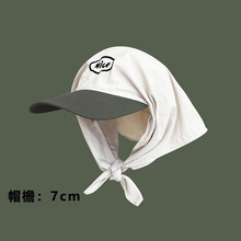 韩版个性拼色头巾绑带鸭舌帽女夏季帽子潮流时尚字母刺绣防晒帽