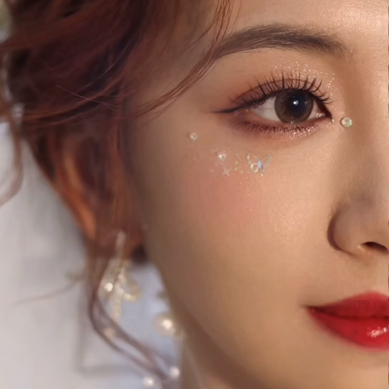 Diamante Perla hueco metal mariposa cara decoración parche de maquillaje Accesorios de chapa de la cara nupcial maquillaje de ojos brillante lágrima de diamante