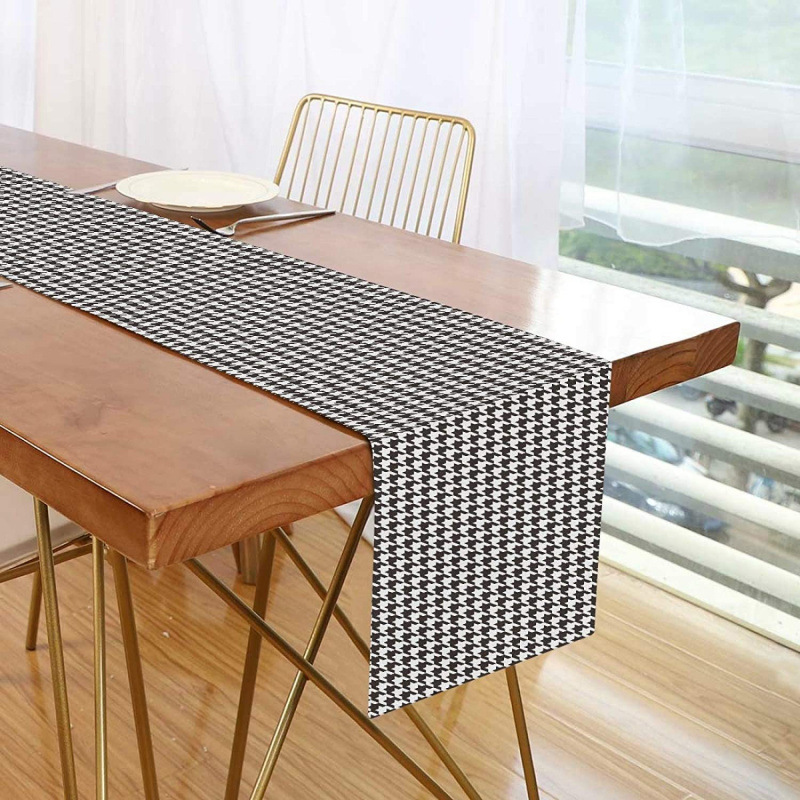 Bandera de mesa de rayas geométricas de lino de Amazon moderna y simple mantel a cuadros en blanco y negro almohadilla de mesa para el hogar image 16