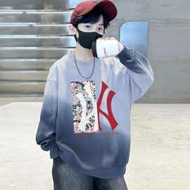 2025新款儿童衣服休闲圆领加绒卫衣冬装春秋童装男宝宝保暖上衣服