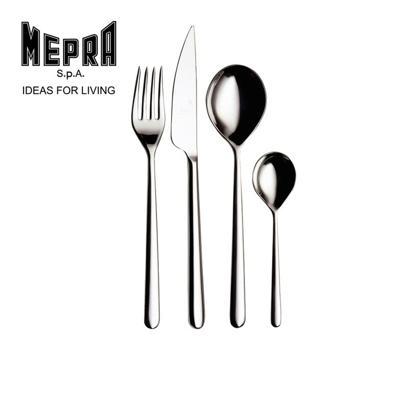 MEPRA 이탈리아 수입 스테인레스 스틸 스테이크 나이프, 포크 및 스푼 서양 식기 풀 세트 유럽식 가벼운 고급 선물 상자 세트