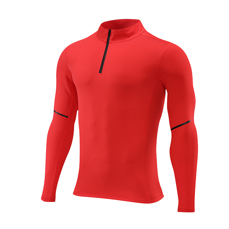 Primavera y otoño hombres deportes al aire libre de manga larga media cremallera corriendo collar UA misma camiseta superior en stock logotipo impreso personalizado