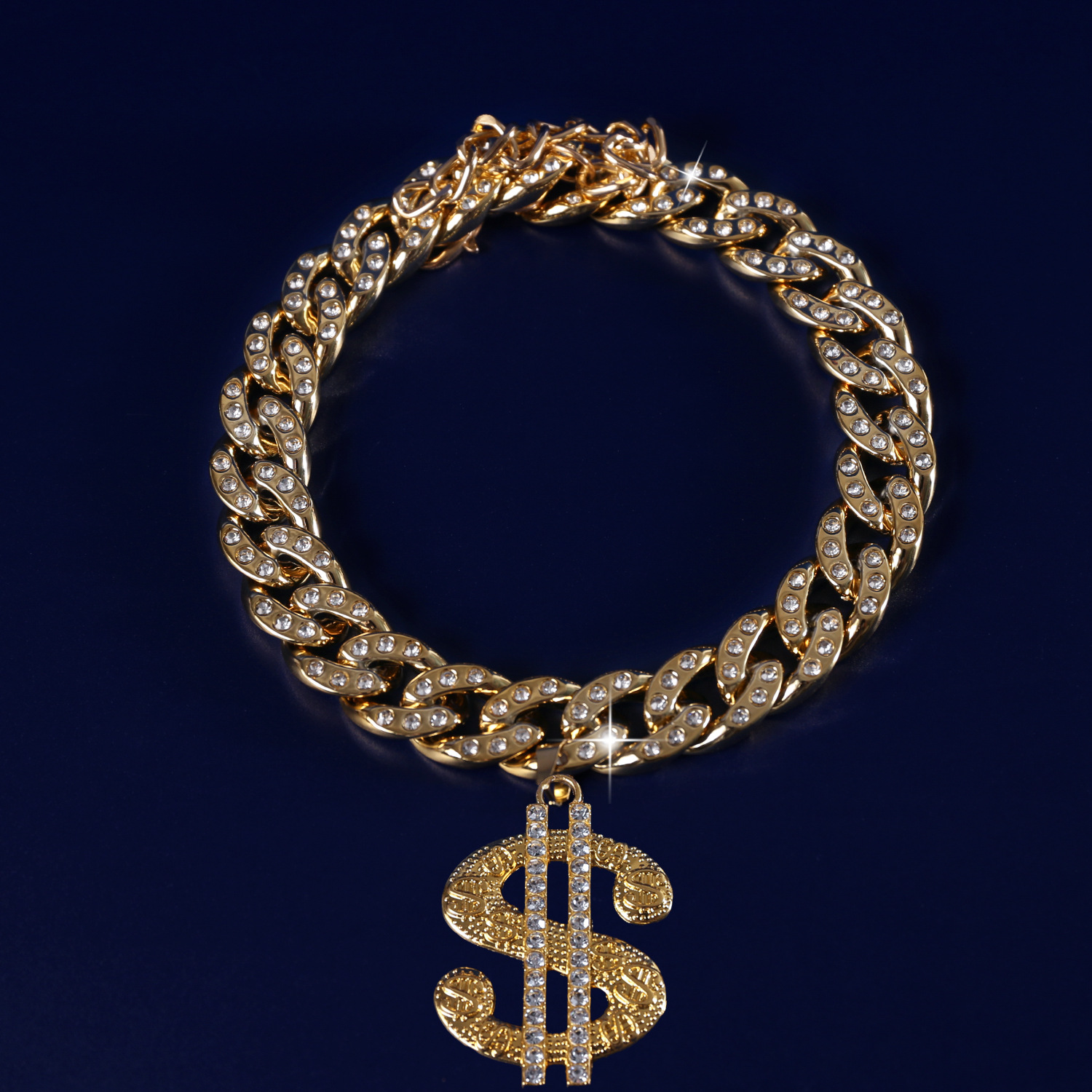 Comercio exterior mascotas collar de diamantes cubano ajustable dólar corona KING collar de lucha hip-hop gato perro
