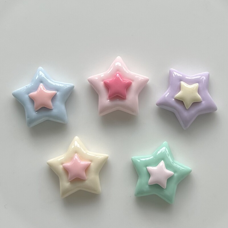 Two-color small size five-pointed star resin accessories color star hairpin headdress shoe buckle cream glue mobile phone case accessories