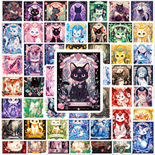 50张猫咪塔罗牌卡通贴画跨境手机壳水杯笔记本滑板个性涂鸦贴纸
