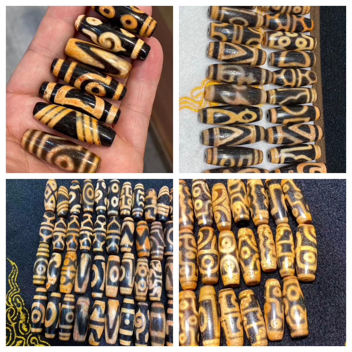 Special and rare ivory-yellow Taiwanese-made high-grade dragon-patterned and blood-veined agate dzi beads, shrinkage and withered beads, one, two, five, six, nine eyes, etc.