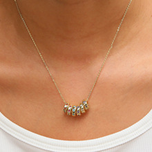 跨境几何形十二月彩锆生辰石生日石诞生石diy车轮珠吊坠项链