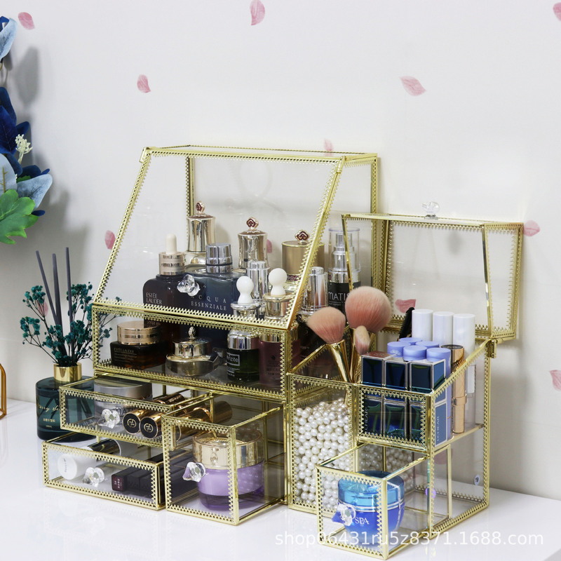 Desktop storage box three-piece Changhong glass storage box jewelry box jewelry cosmetic jewelry storage wholesale