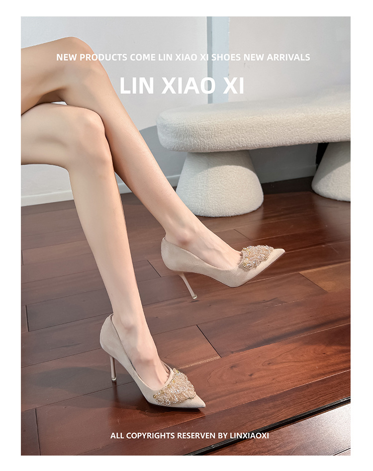 New Spring Autumn Stunning Rhinestone Black High Heels Women, Elegant And Sophisticated, Comfortable For The Feet, Thin_vogvips.com