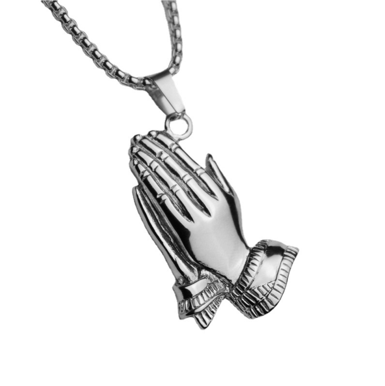 Nuova collana da uomo con pendente personalizzato in acciaio inossidabile con catena a doppia mano in titanio_voghion.com