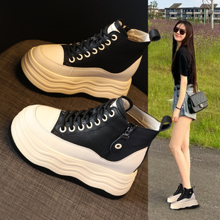 SJN890-6 Small Thick Sole Height Increasing Fashion Sports Casual Shoes Women's Autumn 2024 High-top White Shoes