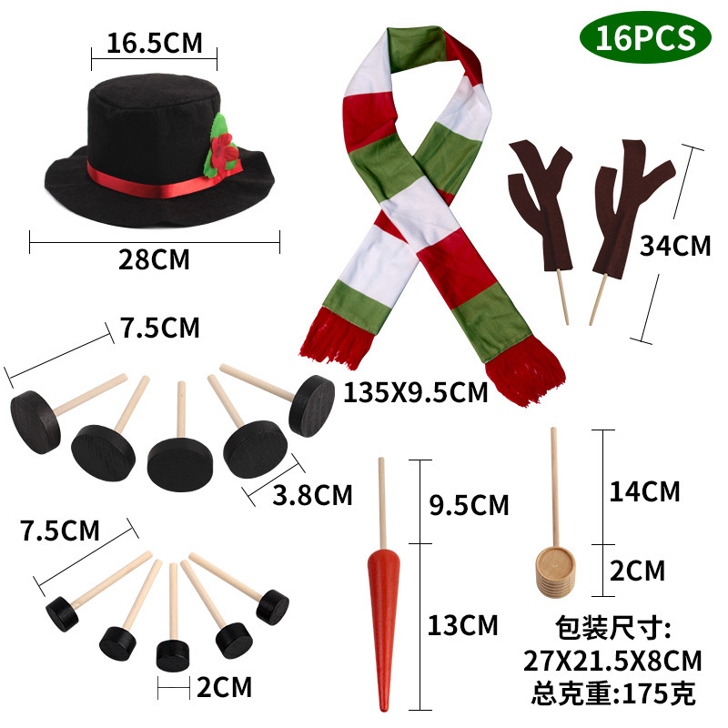 Invierno Snowman Set Navidad Snowman Set de madera botones pipa sombrero bufandas