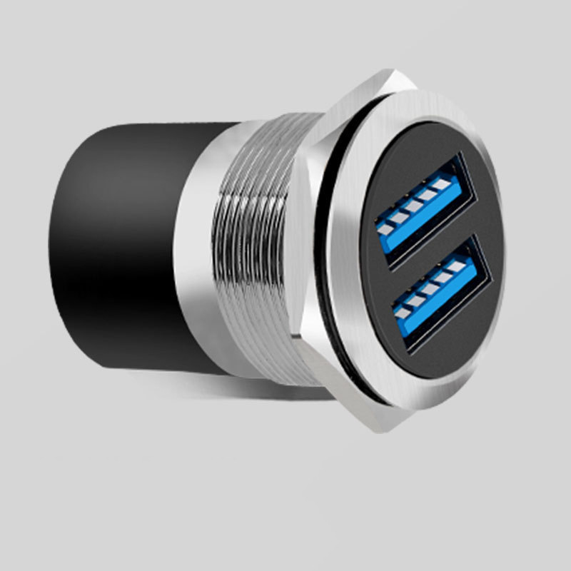 C型USB3.0/2.0双通母座连接器固定面板式 USB接口免焊对接直通头