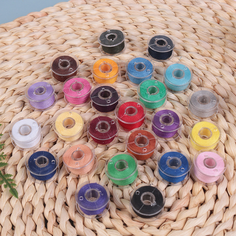 25色塑料梭芯收纳盒带线家用缝纫机线针线套装底面线缝纫线手工线