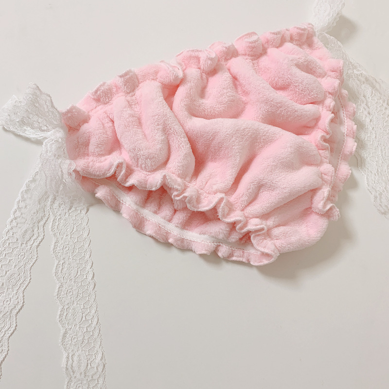 Pseudo-Niang Flannel Childe Warm Men's Wear Cute Bow Men's and Women's Couple's Hard Comfortable Mid-Waist Triangle Women's Underwear