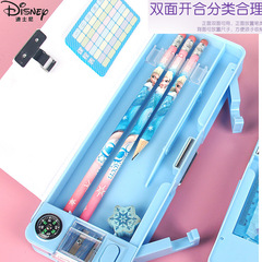 迪士尼文具盒小學生多功能帶看書架幼兒雙層可愛大容量塑料鉛筆盒