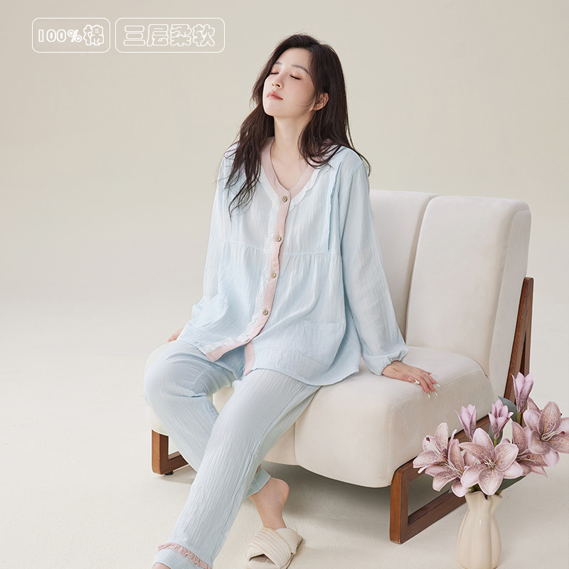 라운드넥 레이스-블루