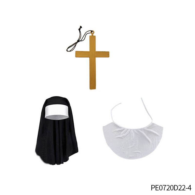 Halloween sexy cosplay monjas juegan disfraz ropa pañuelo calcetines collar crucifix set