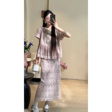 DD【桃之夭夭套装】小众品牌时髦欧若风 夏季精品千金高级感女装