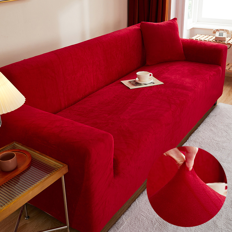 Otoño y invierno europeos de peluche engrosado sofá elástico cubierta de sofá cubierta de sofá todo incluido toalla de sofá de piel antideslizante tela al por mayor