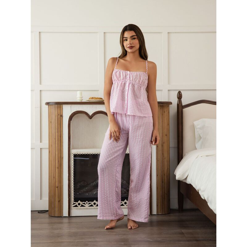 Amazon's New Women's Simple Plaid Suspender Pants Casual and Comfortable Two-Piece Set Home Wear That Can Be Worn Outside