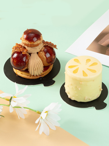 2-inch 3-inch round French bottom tray dessert spacer mousse bottom thick white black silver gold small cake paper tray
