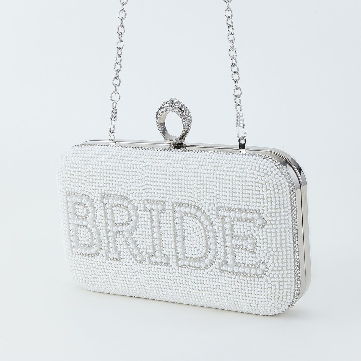 Transfronterizo Mrs inglés novia carta rhinestone perla noche bolsa boda banquete de boda embrague noche bolsa