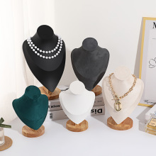 实木心形人像模特项链架脖子项链饰品拍摄道具珠宝首饰展示架批发