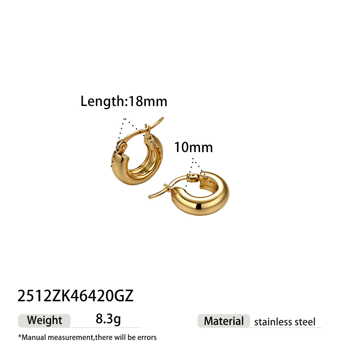 Taina europa y americana pendientes de acero inoxidable nicho de alta calidad estilo anillo personalidad oro y plata de doble color joyas de acero de titanio
