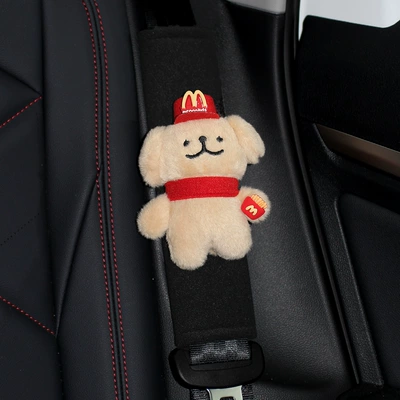 Car Safety Belt Shoulder Cover Sürətlər qutusu və əl tormozu başlıqları - mcdonalds-dog-black-velvet-shoulder-pads
