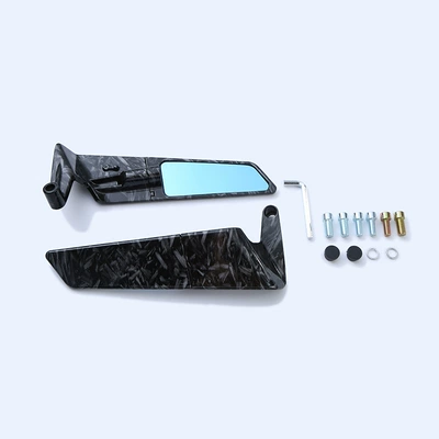 Motorcycle rearview mirror Mirror Suitable for Kawasaki Yamaha - fixed-wing-rearview-mirror-forging-pattern-large-blue-mirror