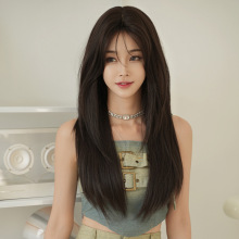 假发女长直发中分层次头套化纤仿真整顶全头套哑光高温丝长发批发
