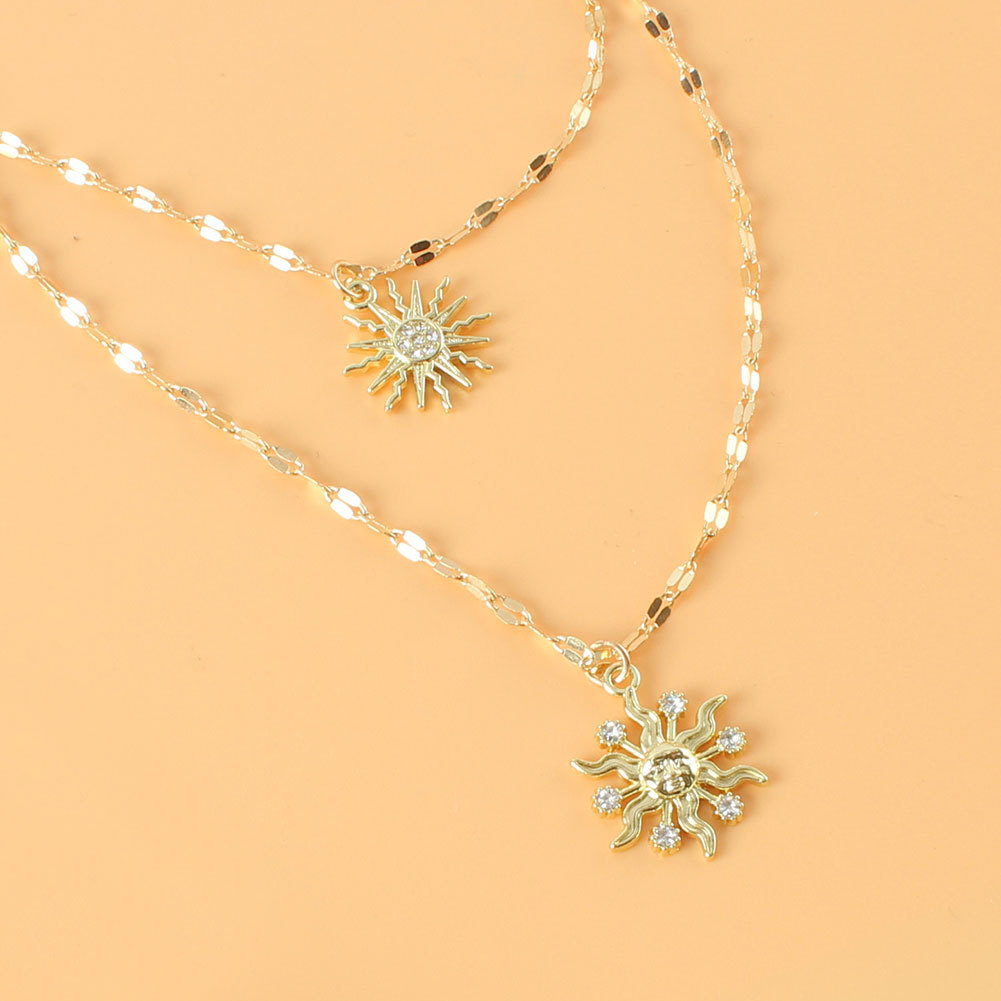 Wholesale Jewelry Simple Style Sunflower Pendant Multi-layer Necklace Nihaojewelry display picture 3