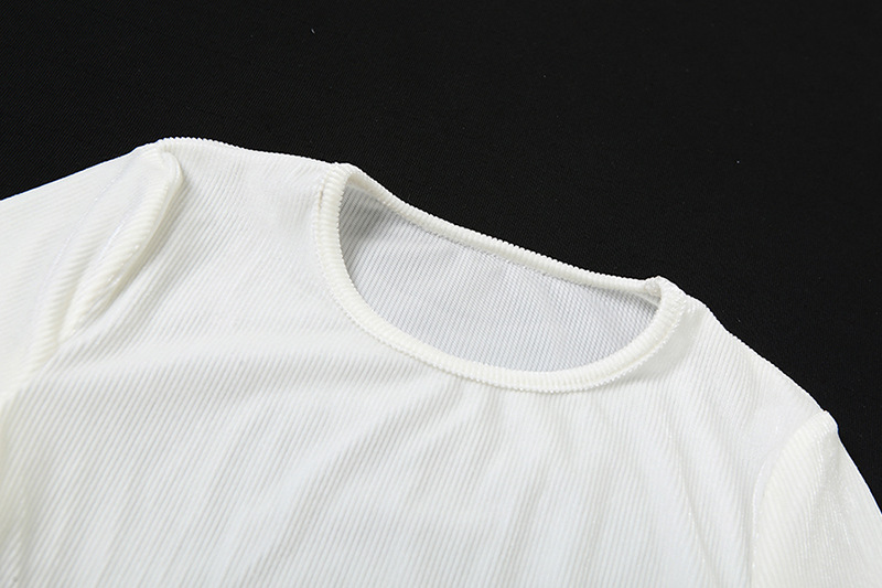 Dames set met getailleerde top met korte mouwen en hoge taille_voghion.com