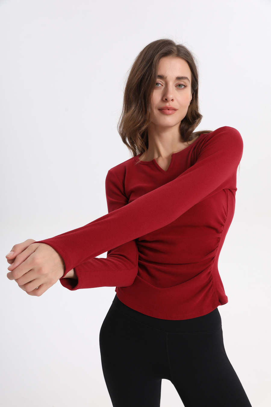 Långärmad yoga tröja för dam sportig och elastisk_voghion.com