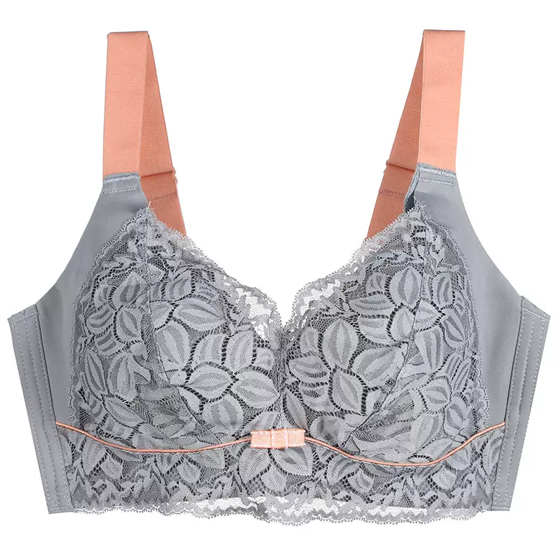 浪漫乳胶大胸显小薄杯性感加大杯内衣调整型防下大码蕾丝bra