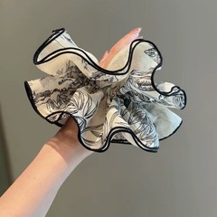 レトロなインクで汚れた4層の腸ヘアゴム、ファッショナブルなオーバーロックヘアロープ、高級ヘアボールヘアアクセサリー