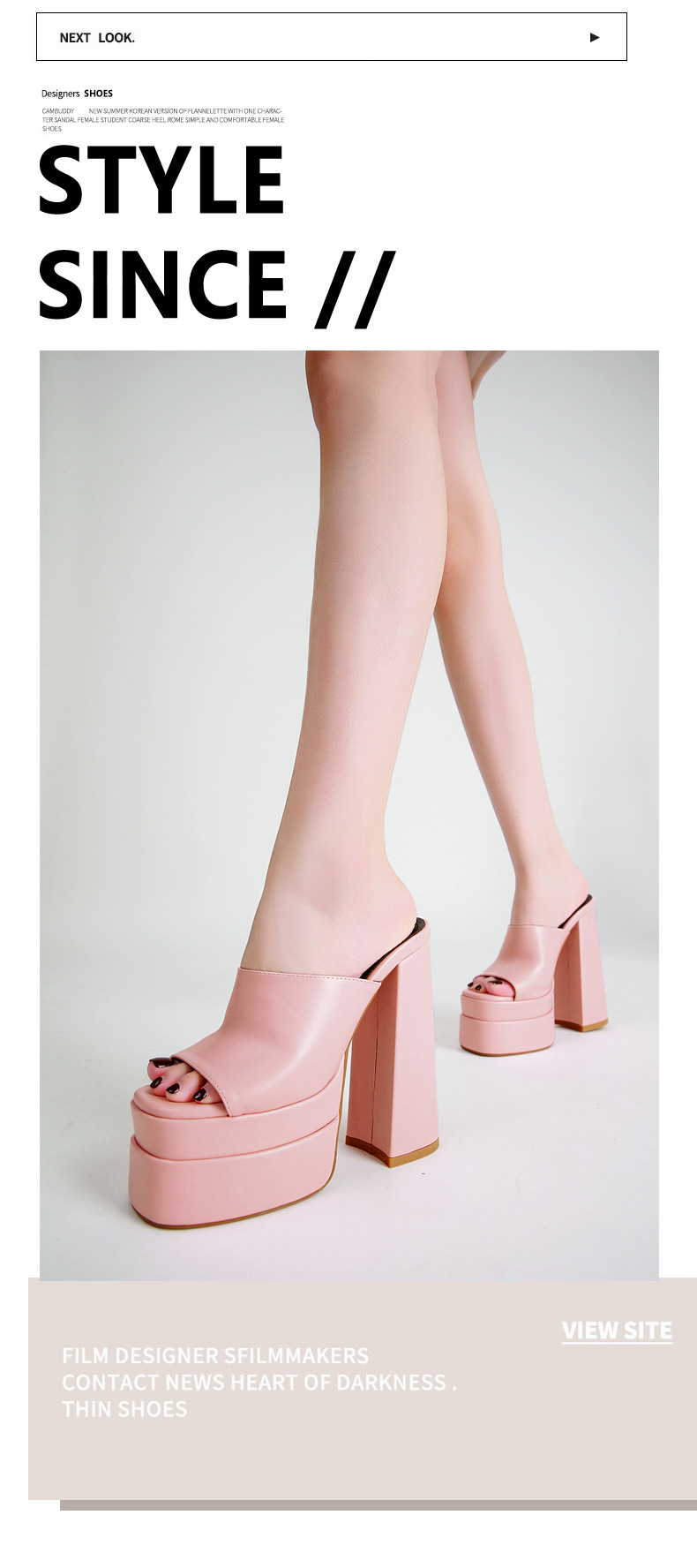 Sandal nữ quai chữ V gót thô đế bệt phong cách xuân hè — Màu đen chi tiết 4