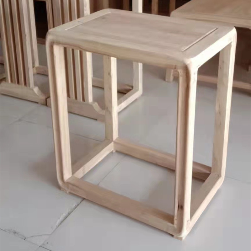Northern Elm New Chinese Style Small Side Table with Drawers, Small Tea Table, White Rough, White Embryo, Solid Wood Armchair, Armchair, Tea Table