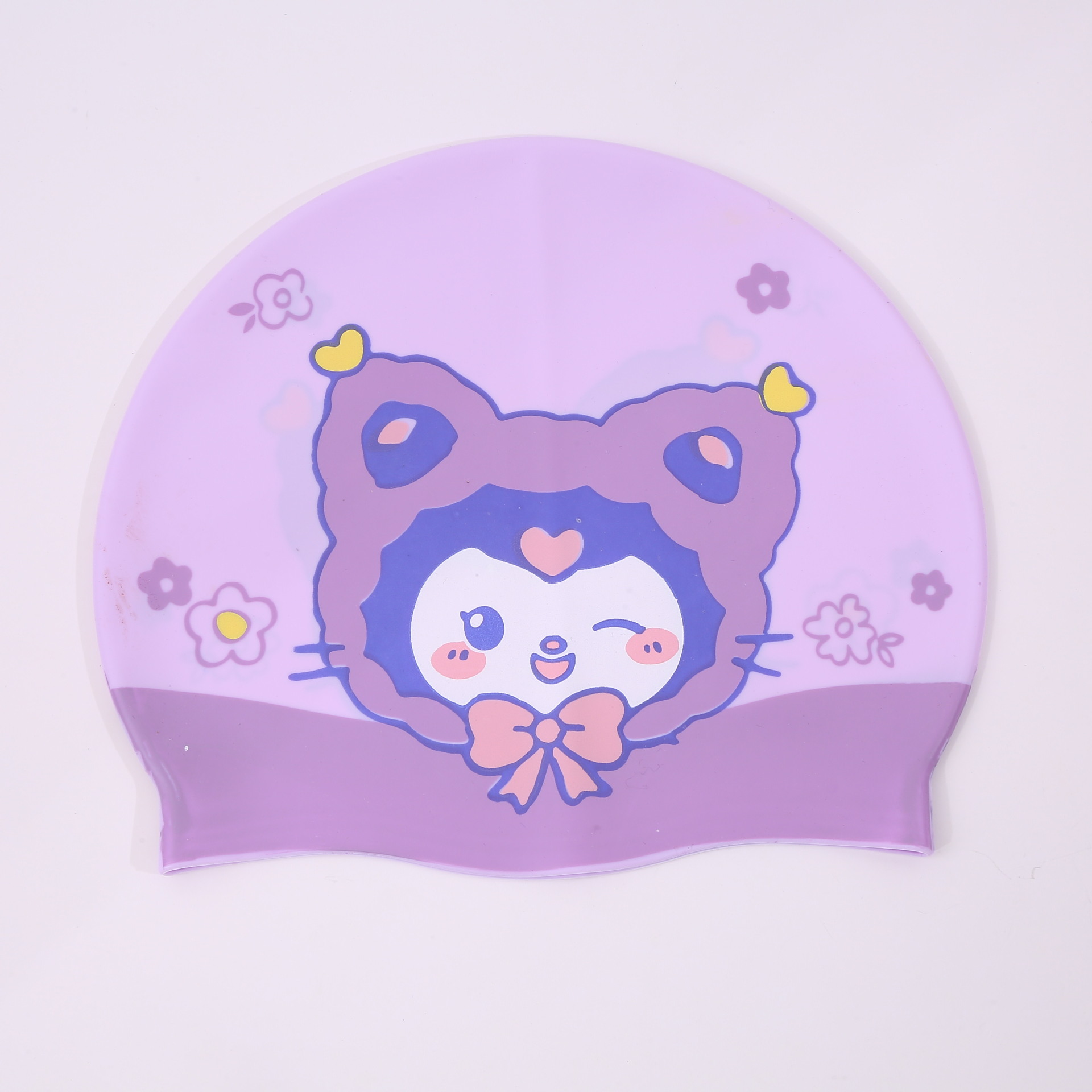 Gorro de baño de dibujos animados de silicona para niños, cabello largo para niñas, protección para los oídos impermeable, sin estrangulamiento, lindo gorro de natación, equipo de natación