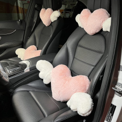 車のヘッドレストと腰のサポート、運転中の腰のサポート、インターネット有名人の愛の翼、車のネックサポートクッション、カーシートの背もたれと腰のクッション