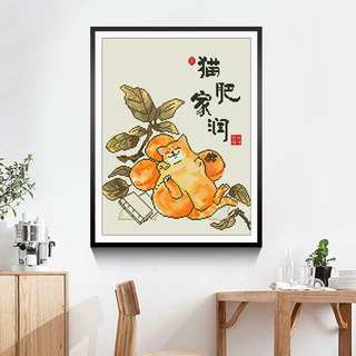 十字绣厂家抖音快手小红书一件代发2026新款线绣客厅刺绣猫润家肥