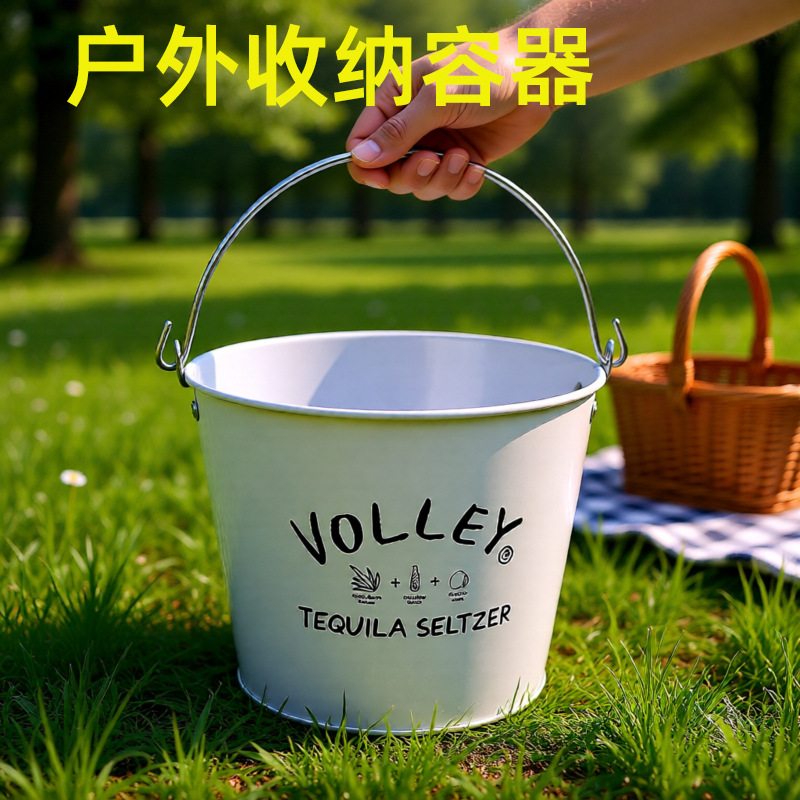 酒吧KTV用6瓶啤酒用马口铁冰桶 5L大号防漏冰桶带手提 促销赠品