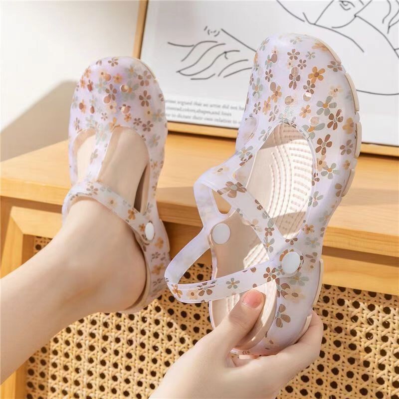 New Printed Jelly Beach Hole Shoes Sandals Women's Shoes Garden Platform Flat Nurse Women's Sandals New Printed Jelly Beach Hole Shoes Sandals Women's Shoes Garden Platform Flat Nurse Women's Sandals