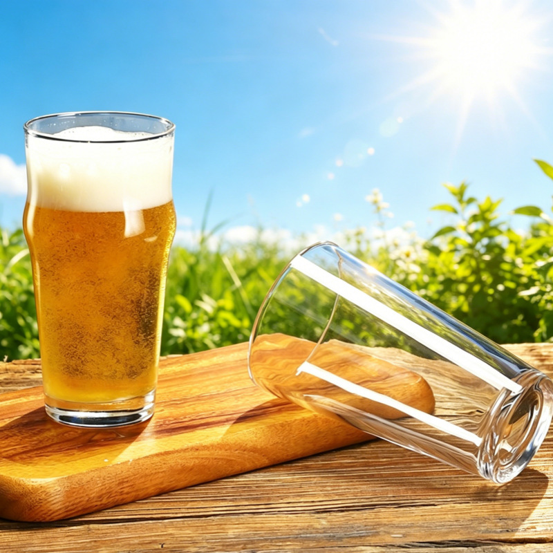 Pint glass, bar glass, large-capacity craft beer glass, slanted glass cup, water glass