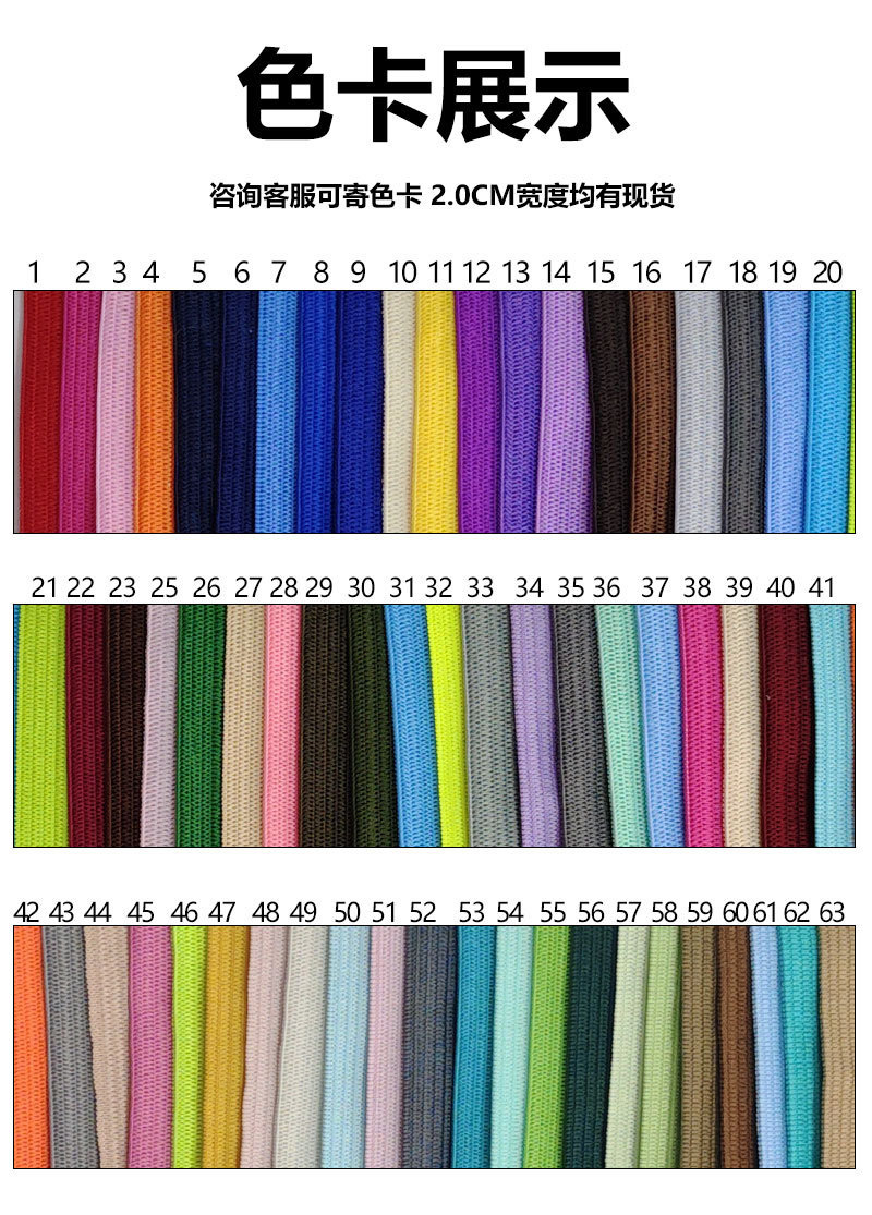 Fabricante al por mayor cinta de punto de ganchillo de color de 2CM correa de borde elástica cuerda accesorios de ropa banda elástica de ganchillo liso