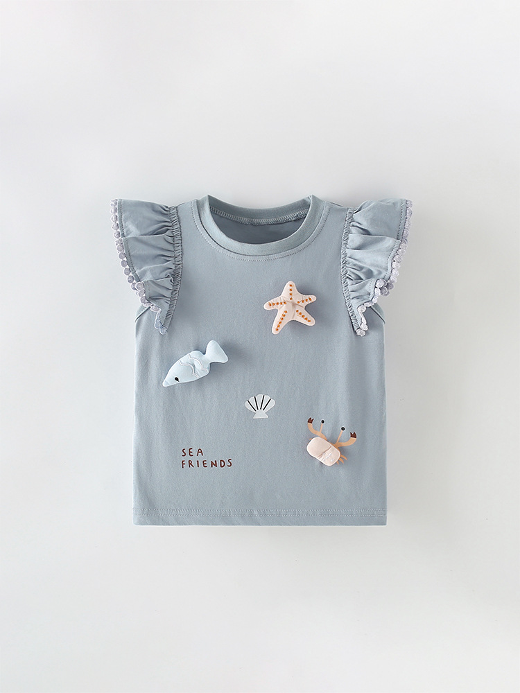 Camiseta infantil malwee transfronteriza verano nuevo estilo europeo y americano de niños de cuello redondo lindos niñas camisas casuales de mujer
