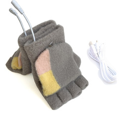 2023新款毛呢絨手套多色兩面發熱男款USB手套電暖手套充電手套