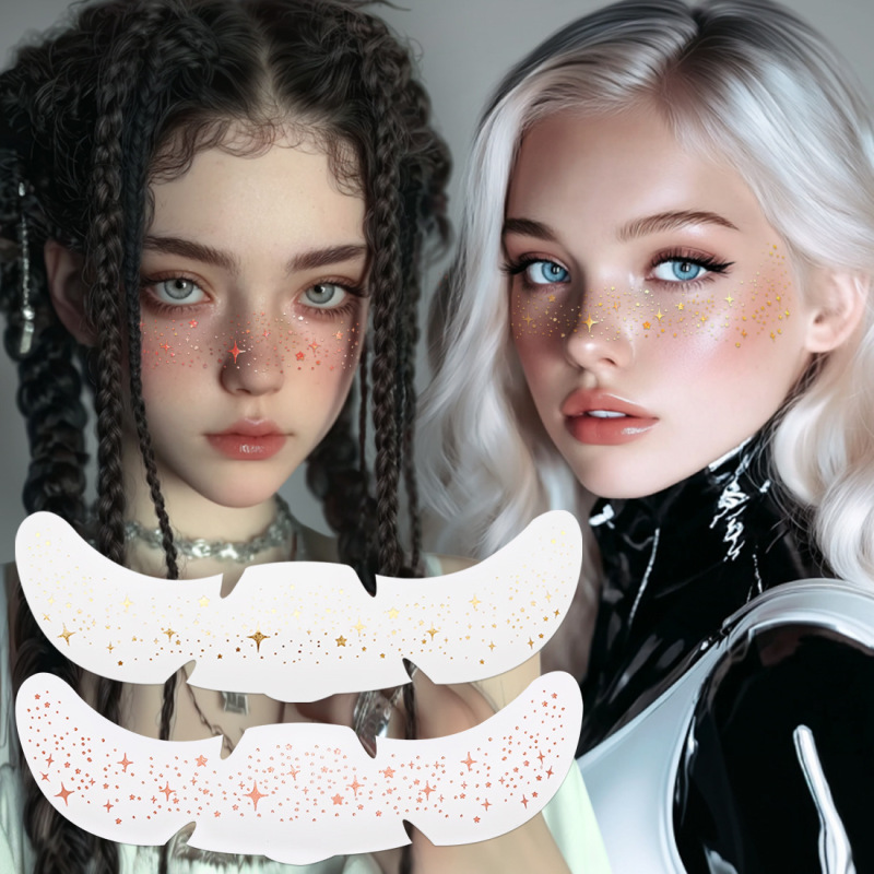 Popular Rose Gold Freckle Tattoo Stickers with Gold and Silver Foil for Party Glitter Face Makeup Temporary Tattoo Stickers