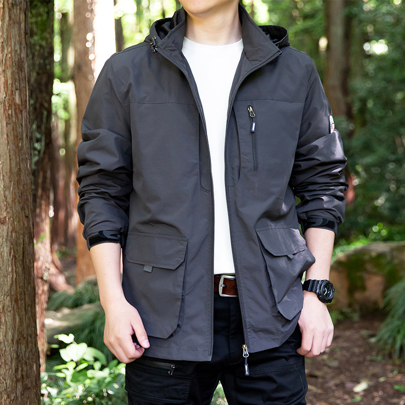 Chaqueta de primavera y otoño para hombre, exportación transfronteriza, corte holgado, multibolsillos, cortavientos, deportiva, tallas grandes. image 6